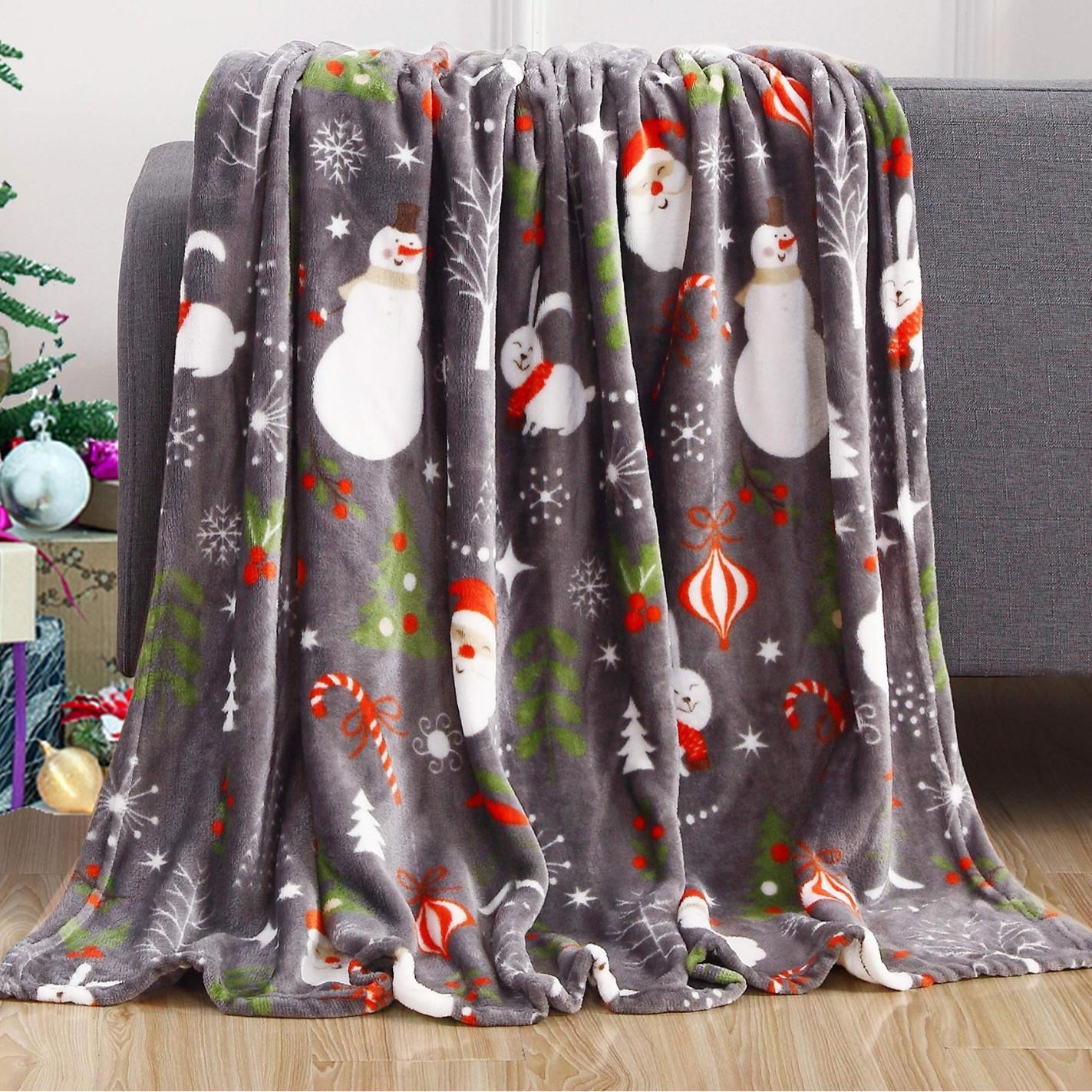 

Christmas Blanket Soft Flannel Warm Plush Holiday Decoration Blanket Winter Comfortable Sofa Blanket S135 70x100cm