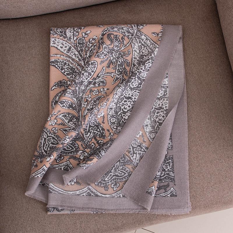 Ethnic Style Scarf Women's Winter High End Mid length Printed Shawl To Prevent Cold and Keep Warm Imitation Cashmere Scarf