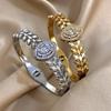 Stainless Steel Bangle Bracelet Inlay Luxury Rhinestones Gorgeous Synthetic Zirconia Geometric Oval Square Stars Shape for Women