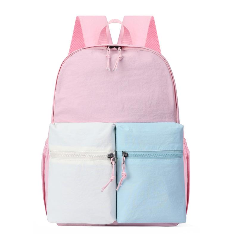 Schoolbag New High-value Children's Schoolbag Korean Version Cute Contrasting Color Student Backpack Large Capacity Lightweight Weight Backpack