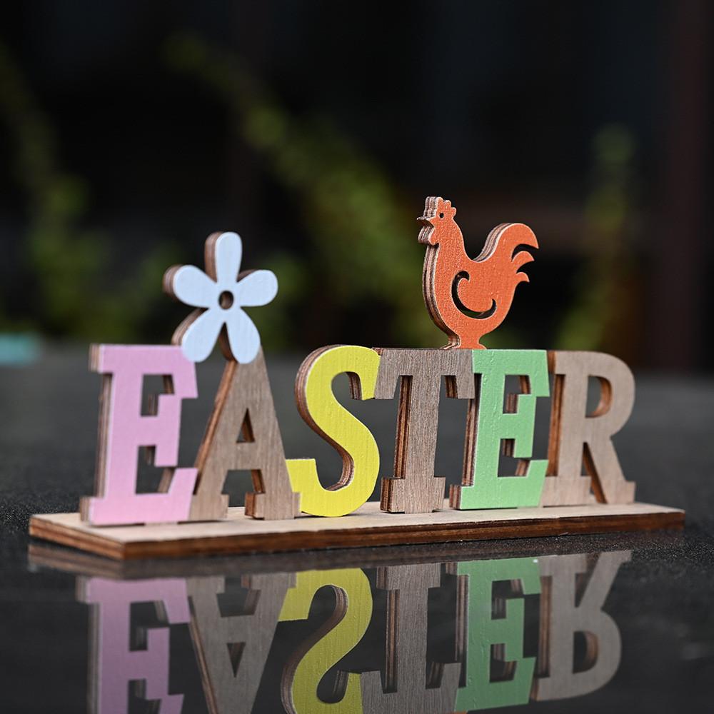 Wooden Charming Letter Figurines For Easter Holiday Decor And Atmosphere Festive