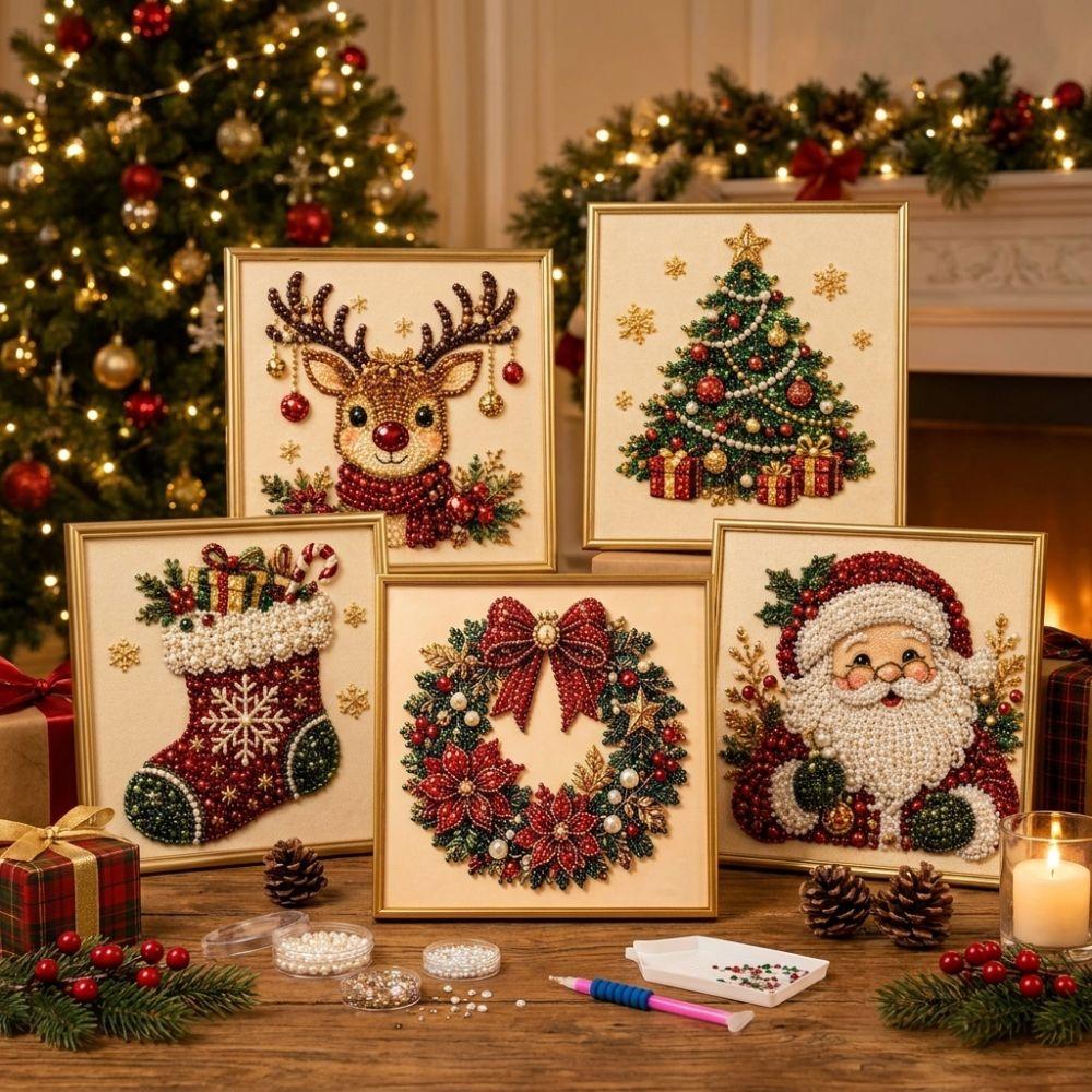 3D Pearl Art DIY Pearl Bead Art Set With Frame Home Christmas Wall Decor Home Wall Decor
