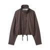 Damen Tupfen Jacke Shorts Set 2025 Herbst Streetwear Lockerer Schnitt Rundhalsausschnitt Langarm Einreihiger Mantel