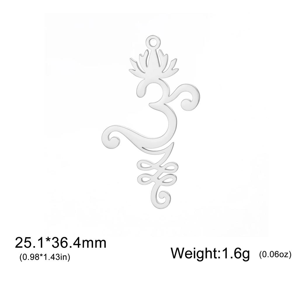 3pcs/lot Unalome Lotus Flower Necklace Earring Pendants Stainless Steel Yoga Buddhism Charms for Jewelry Making