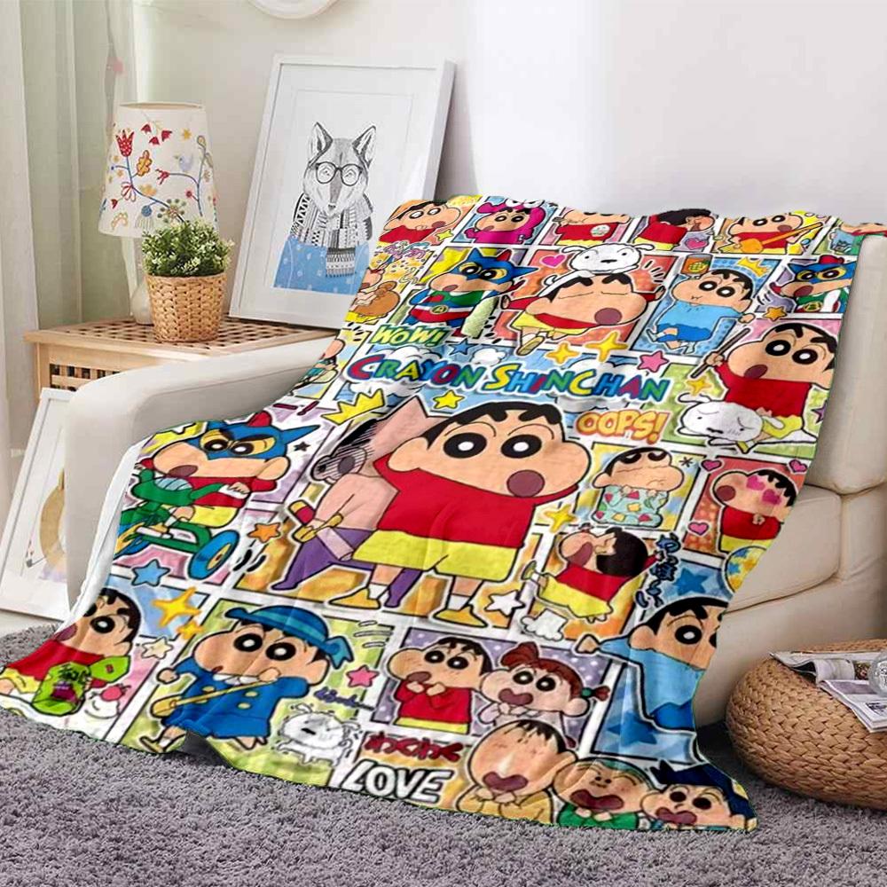 1PC Crayon Shin chan Blanket Lightweight Flannel Throw Blanket for Sofa, Bed, Travel, Camping, Livingroom, Office, Couch