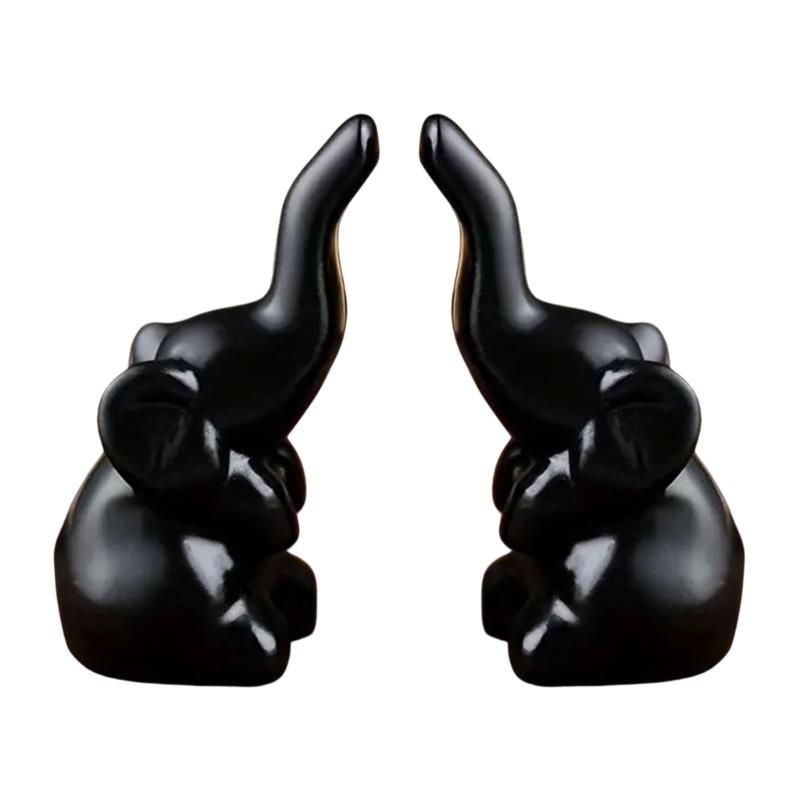 

Resin Elephant Figurines Elephant Statues Animal Sculptures Collectibles Table Ornament for Home Office Decorations чёрный