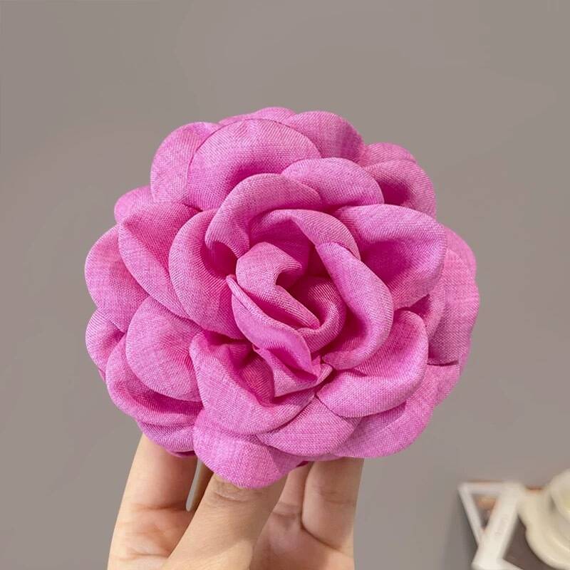 Korean Fabric Rose Flower Hair Claw Clip Women Girls Fashion Barrettes Plastic Hair Grab Clamp Headwear Hair Accessories