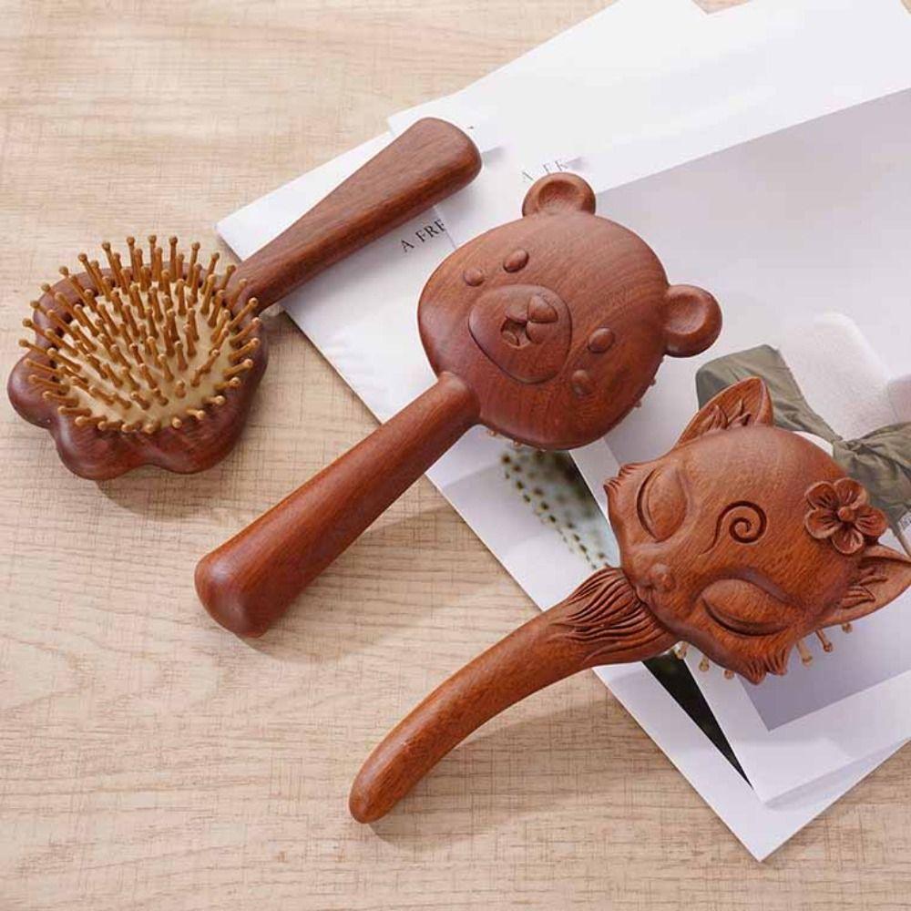 Portable Air Bag Sandalwood Comb Animal Shape Comb Brush Fashion Massage Comb Women