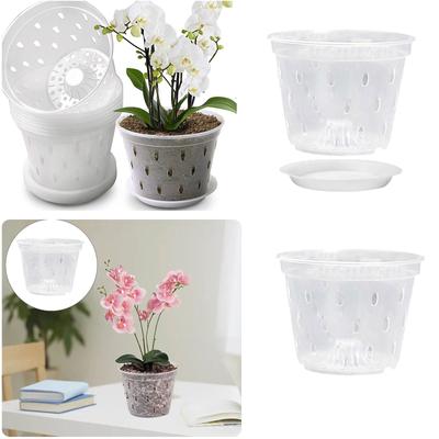 5 Inch Plastic Phalaenopsis Planter Clear Orchid Planter Root Control With Hole Basin And Tray Wall Flower Pot Holders