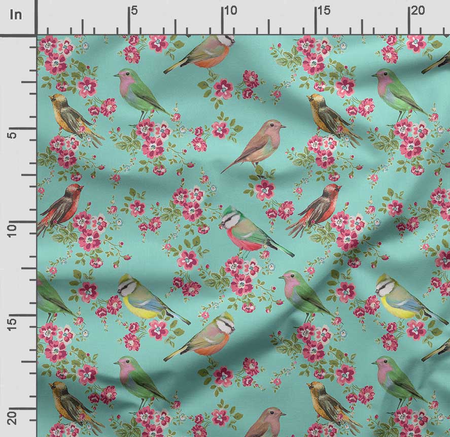 Soimoi Bird Print, Cotton Cambric, Quilting Fabric Sold by The Yard 42 Inch Wide, Medium Weight Cotton Fabric,