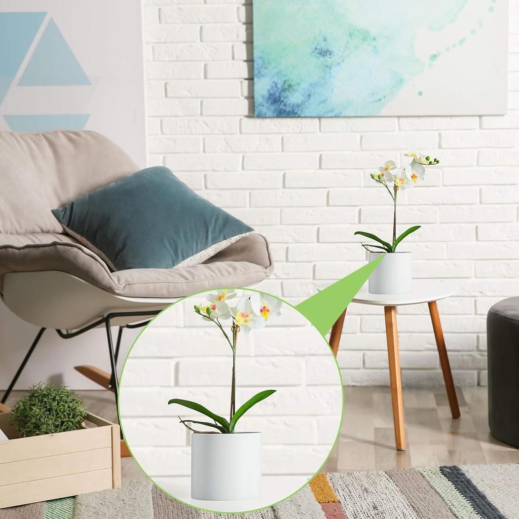 Chuangdi 6 Pieces Faux Phalaenopsis Orchids Leaves Artificial Orchids Leaves Green Leaf Plants Green Faux Leaf Latex Cymbidium Stems for Flowers