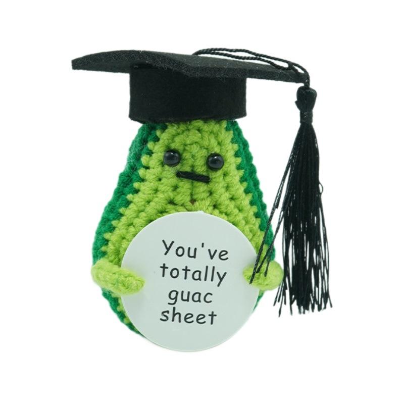 Funny Positive Crochet Dr Potato Doll Desktop Ornament Handmade Cheer Emotional Support Positive Duck with Card Home Party Decor