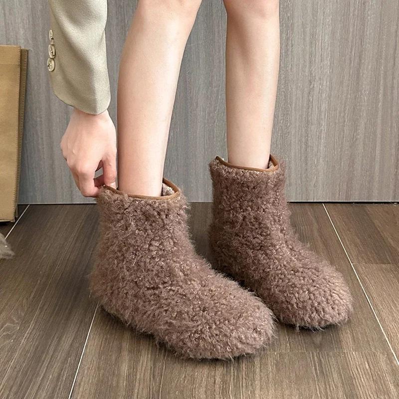 Модные корейские плюшевые женские туфли 2024 года — фото 3