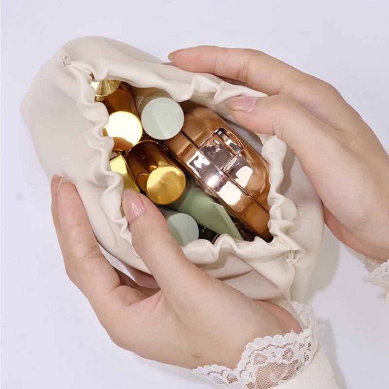 Automatic Closing Mini Storage Bag Travel Portable PU Leather Lipstick Makeup Cable Coins Keys Jewelry Earphone Storage Organizer