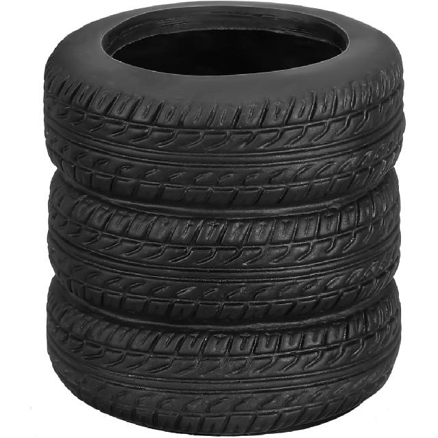 Tire Shaped Pen Holder, Creative Desk Organizer for Office and School, Black Plastic Pencil Holder with Non-Slip Base, Fun Car Tire Design for