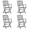 VidaXL Lot de 4 Chaises Pliables d'Extérieur avec Coussins, Sièges de Terrasse, Chaises de Salle à Manger, Meubles de Patio 3064511