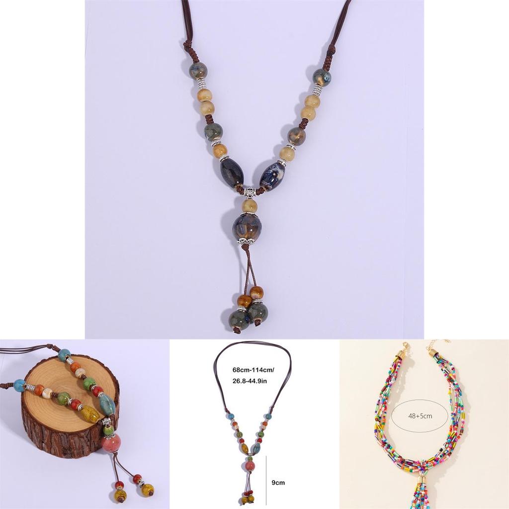 Mehrschichtiger Perlen-Schmuck mit Metallanhänger für Büro- und Freizeit-Damen-Accessoires