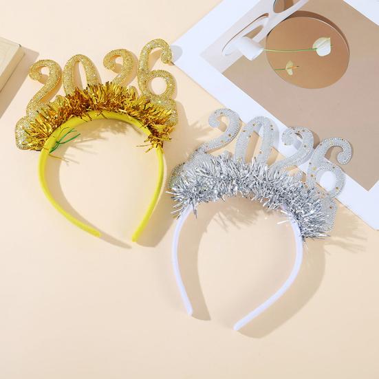 Happy New Year Accessory Sparkling 2026 Headband Glitter Eyeglass for Christmas New Year Eve Party Supplies