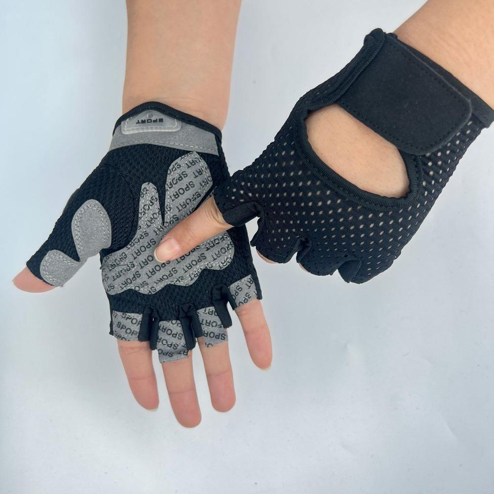 Half-finger Gloves Men's Fitness Gloves Couple's Mesh Breathable Outdoor Cycling Sports Gloves Women's Hair