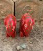 Red Appu Elephant Pair: Handcrafted Wooden Statues, Mini Animal