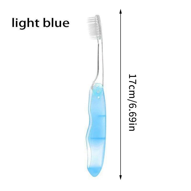 Skládací cestovní zubní kartáček, plná hlava, středně tvrdé štětiny, mikrovlákno, bez vůně, přenosný a snadno čistitelný