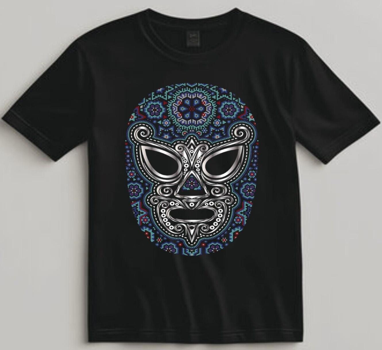 Luchador Mask Shirt Aztec Pattern Graphic Tee for Wrestling Fanatic Men S разноцветный