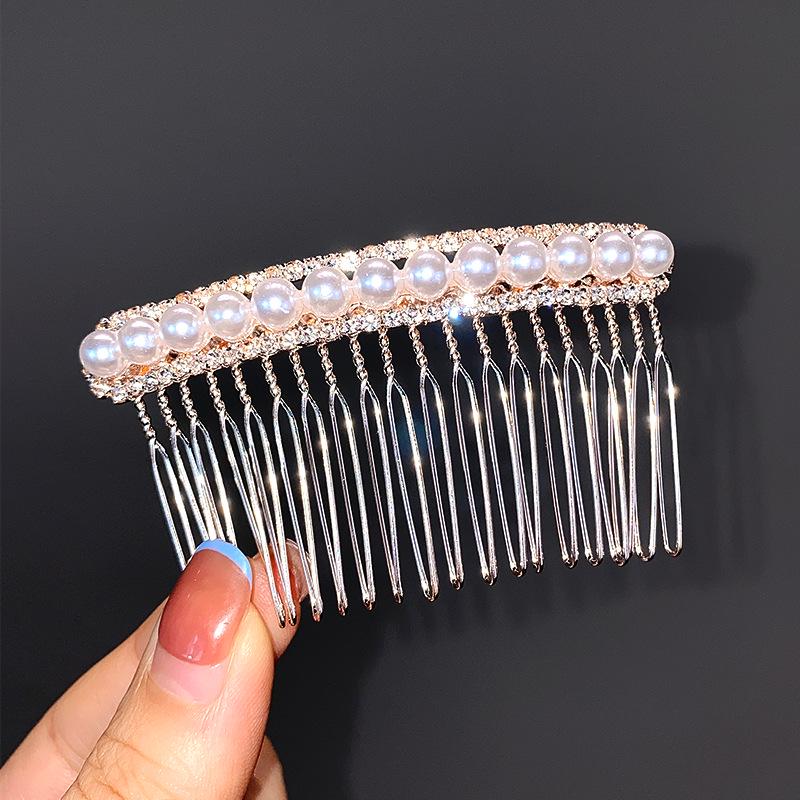 Non-Slip Crystal Pearl Hair Comb - Elegant Summer Headdress for Women