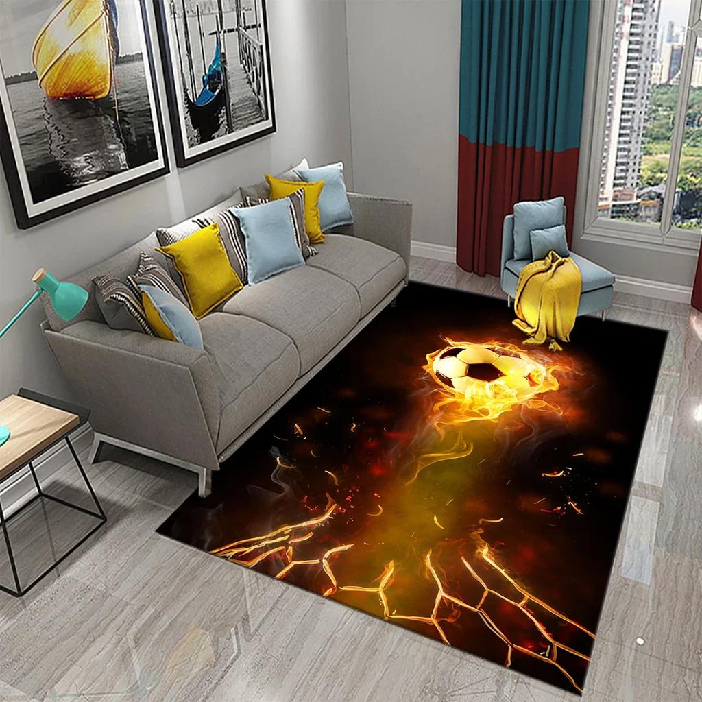 3D Football Pattern Carpet Living Room Large Carpet Children's Bedroom Kitchen Bathroom Entrance Anti-slip Home Decor Mat Carpet
