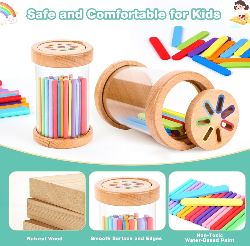 Montessori Toys Wooden Color Sorting Toys Fine Motor Skills Sensory Matching Games Educational Kid Toys For 1-3 Year Old 3+ Gift