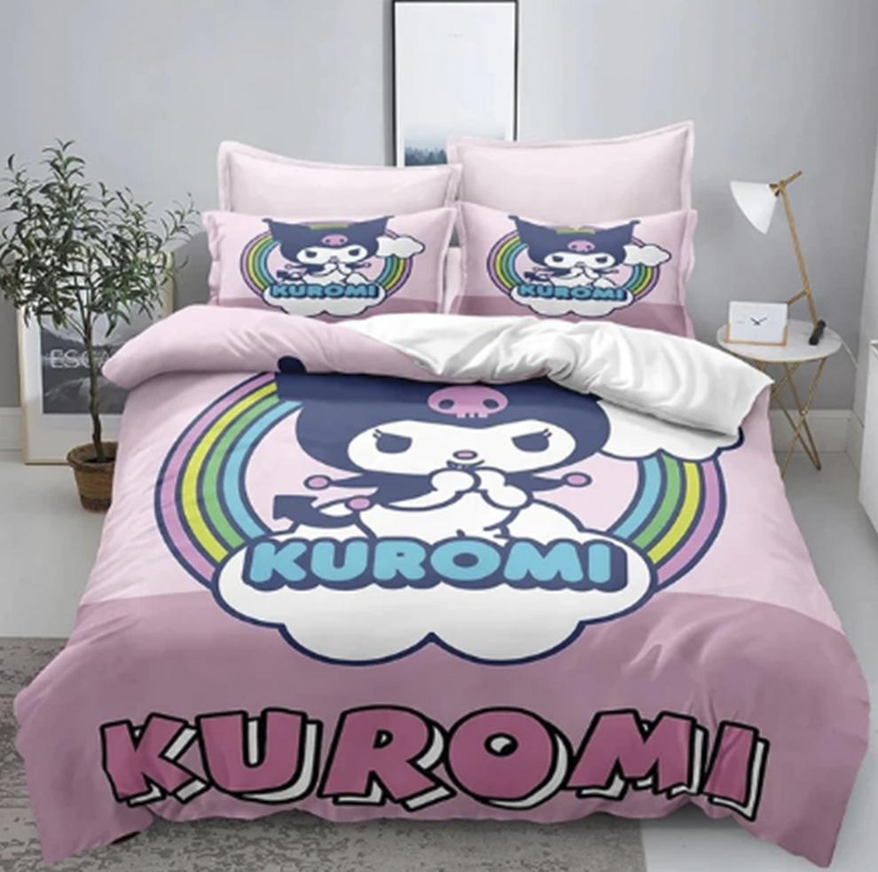 Kuromi Quilt Cover Cartoon Cute Sanrio Duvet Printed Comforter Polyester Bedding Twin Size Children Gift Various Sizes