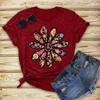 Colorful Daisy Petal Print T Shirt Women Short Sleeve O Neck Loose Tshirt Summer Women Tee Shirt Tops Camisetas Mujer
