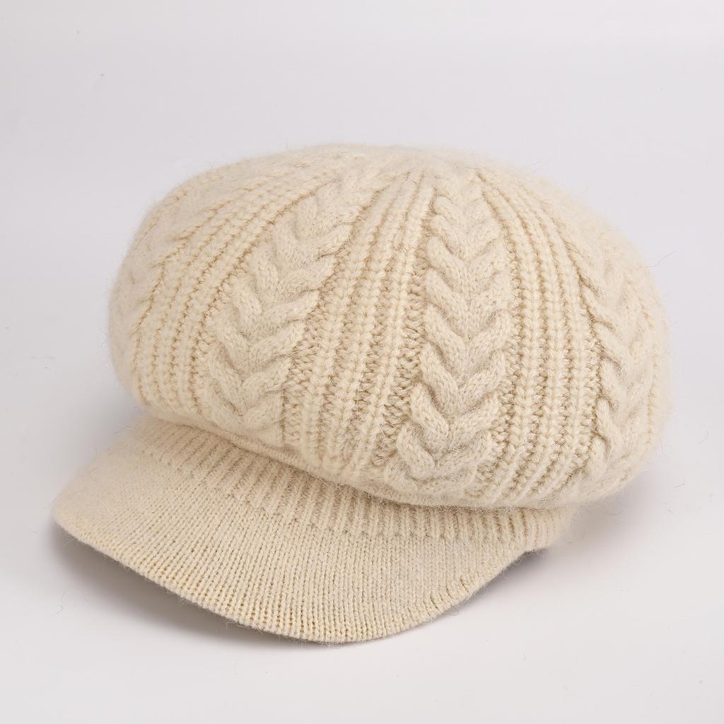 Grandma Autumn and Winter Knitted Woolen Hat Duck Tongue Warm Basin Hat Middle Aged and Elderly Mother with Velvet Elderly Hat