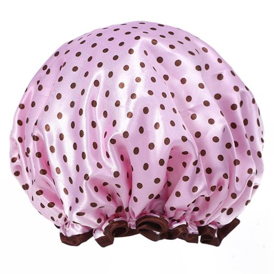 

Shower Cap Leopard Zebra Dot Printing Double Layer Protection Waterproof Hair Hat with Elastic Band Makeup Shower Hat C