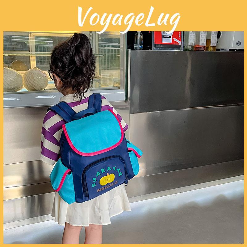 Stylish Colorful Letter Design Canvas Backpack For Kindergarten Kids School Use