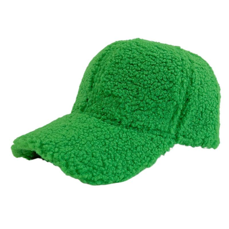 Lamb Womens Wool Baseball Cap Fleece Pure Color Warm Outdoor Winter Autumn