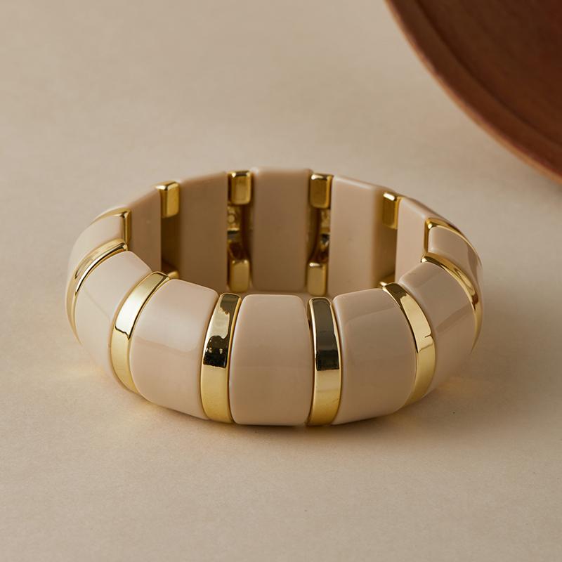 ORNAPEADIA Bohemian Style Geometric Pattern Trendy Simple Acrylic High Quality Beaded Charm Bracelet Women s Elastic Rope Daily