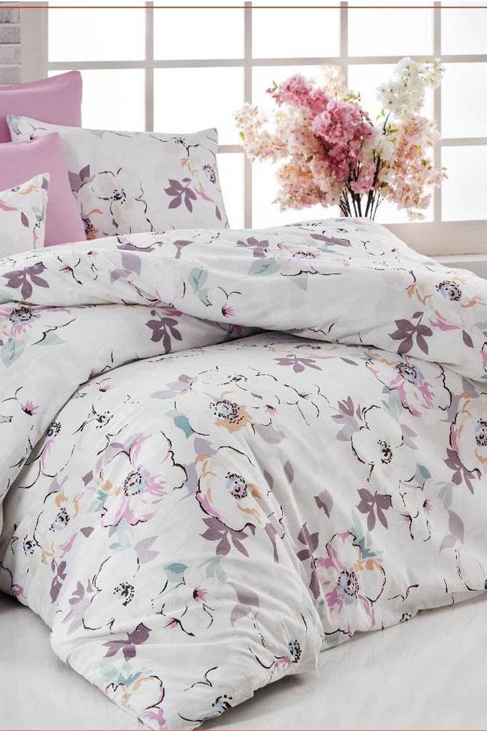 Çift Kişilik Nevresim Takımı Pamuklu Lavanta Baharı