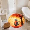 Cat with Leaf Scarf,Round Area Rug,Carpet Rug for Living Room Bedroom Sofa Playroom Decor,Non-slip Floor Mat