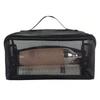 Mesh transparent makeup bag, travel grooming storage bag, large capacity handheld makeup storage bag