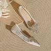 Mode Hochzeitsschuhe Damen 2025 Sommer Neu Spitze Aushöhlen Atmungsaktiv Damen Schuhe Flach Hochzeit Brautschuhe Große Größe 35-43