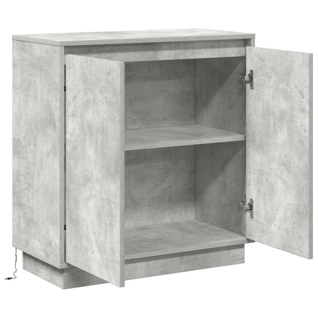 LED Sideboard in Concrete Grey 71 x 34.5 x 75 cm Particleboard