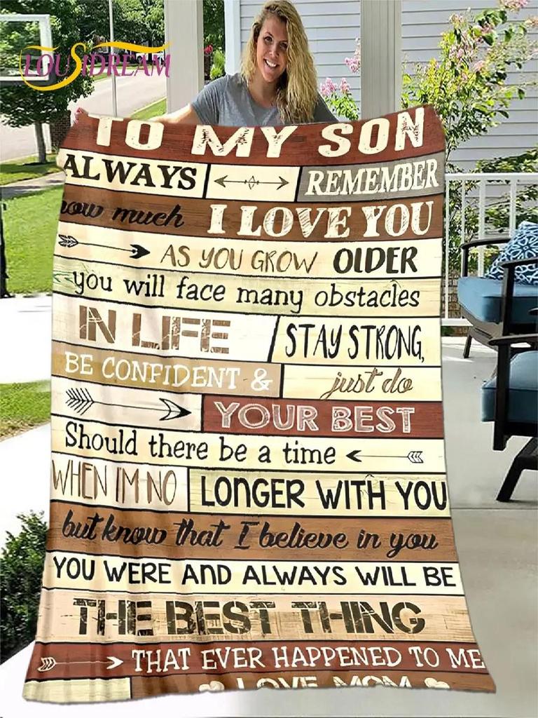 To My Son Plush Lion Wolf Dragon Eagle Quilt Blanket Soft Flannel Throw for Living Room Bedroom Bed Sofa Perfect Gift for Son