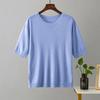 Summer Women's Bright Silk Short-sleeved Solid Colour Loose Thin Round Neck Versatile Half-sleeved Knitted T-shirt