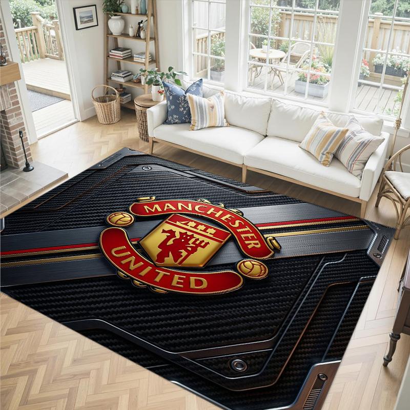 Design Manchester United Křišťálový sametový koberec Útulný Ne?Protiskluzová tištěná předložka do ložnice, obývacího pokoje, předsíně