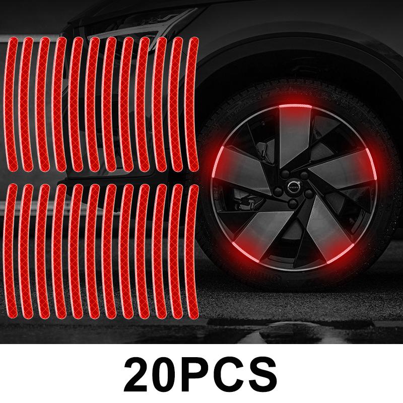 

20 шт., светоотражающая наклейка на ступицу колеса автомобиля, радужная флуоресцентная светящаяся полоса, лента для автомобиля, мотоцикла, наклейки, безопасность ночного вождения