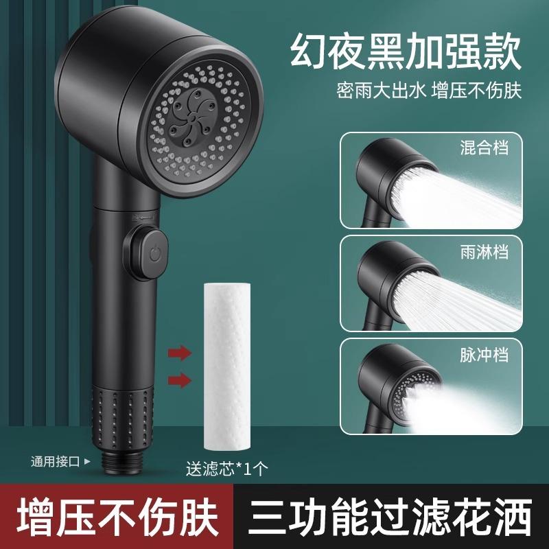 High Quality Modern Eco-Friendly Water-Saving High-Pressure Shower Faucet Filter Shower Head Plated Bathroom Accessories Kitchen (Black,ABS Plastic) чёрный