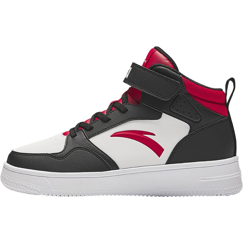 Anta Kids Synthetic Leather Simple Versatile Non-Slip Wear-Resistant Lightweight Shock Absorbing Mid-Top Kids Skate Shoes Men Sneakers A12438004-2