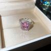 Zircon Crystal Open Ring Big Square Exaggerated Ring Fashion Design Rhinestone Rings  Banquet
