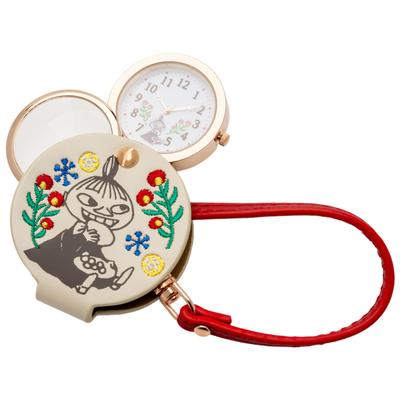 Taschenuhr Feldarbeit Analog Lupe mit Armband Mumin Gestickte Hängeuhr Kleine My Weiß [Feldarbeit] Damen 1,5x MOM015-1