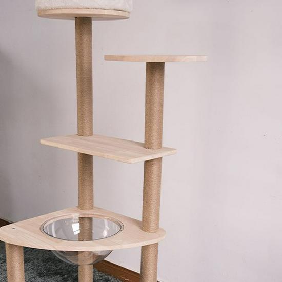 All-in-One Solid Wood Cat Tree: Climbing Frame, Bed, Space Capsule, Sisal Post, and Toys